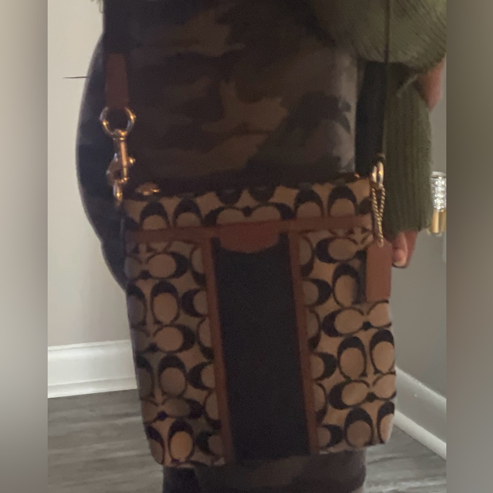 Coach File Crossbody Bag in Signature Print & Snakeskin Embossment